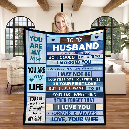 To My Husband Romantic Gift | Black Sherpa Blanket | I Didn't Marry You So I Could Live With You